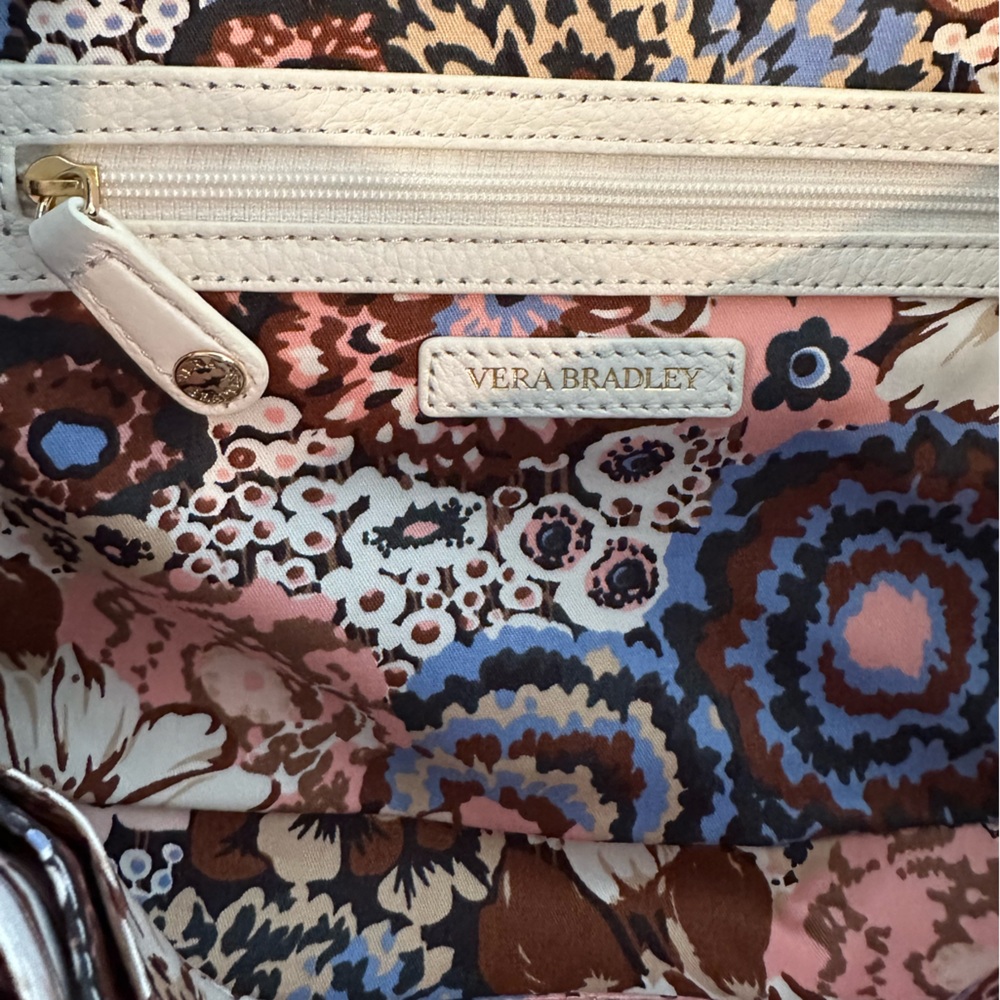 Vera Bradley Harper White Leather Clutch/Shoulder Bag New Without Tag - Picture 6 of 6